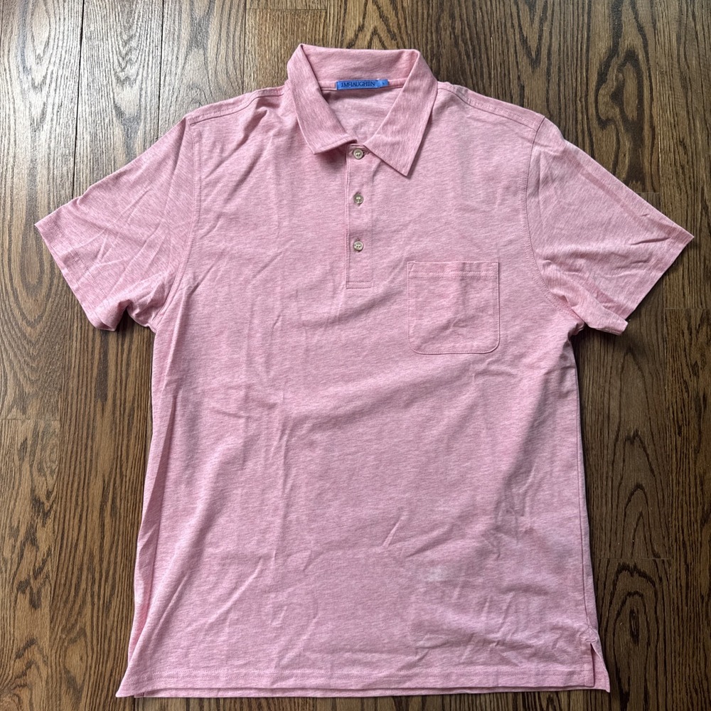 J.McLaughlin Pink Pima Cotton Polo Shirt Pocket Men's Large